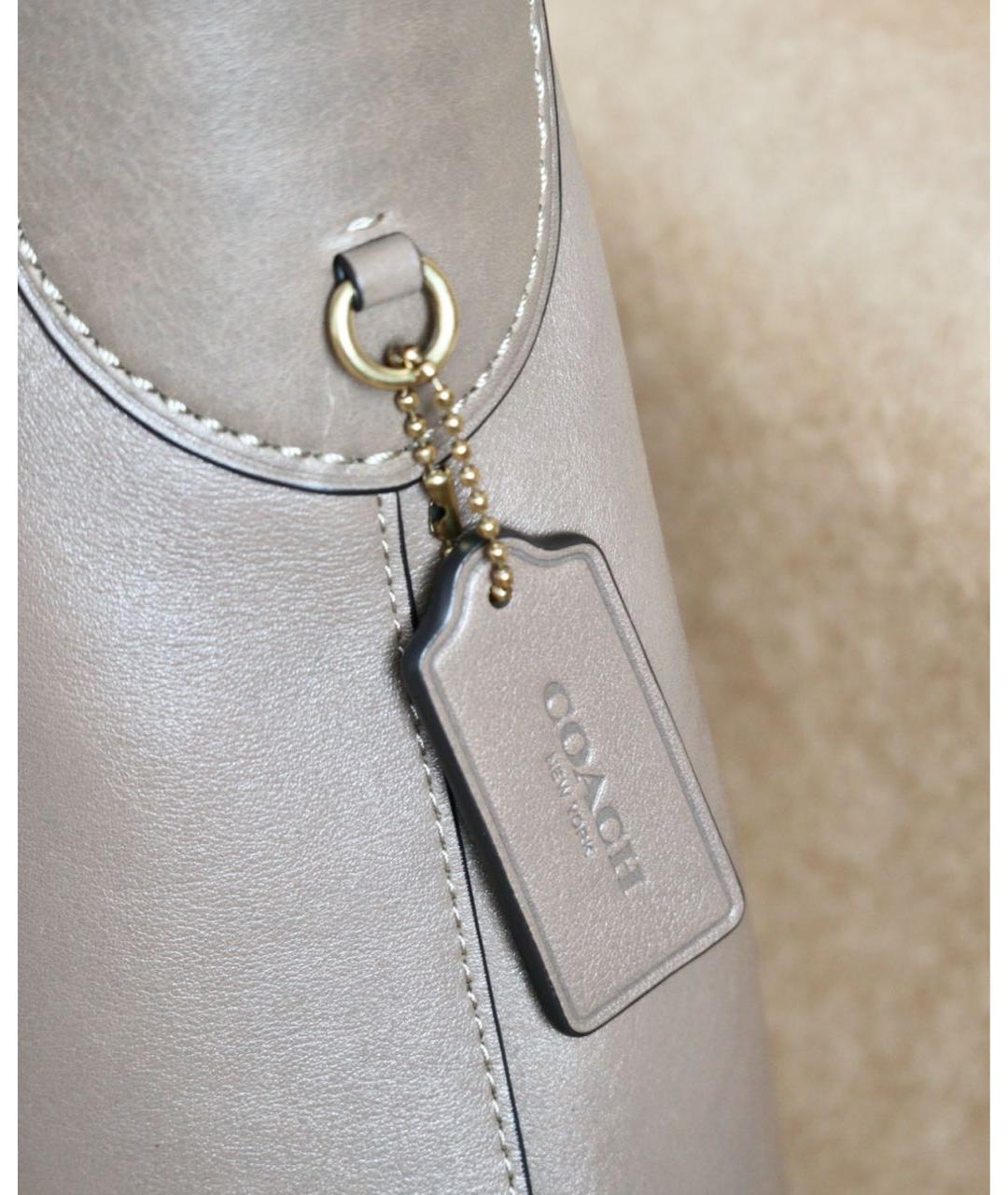 COACH Бежевая кожаная сумка через плечо, фото 5