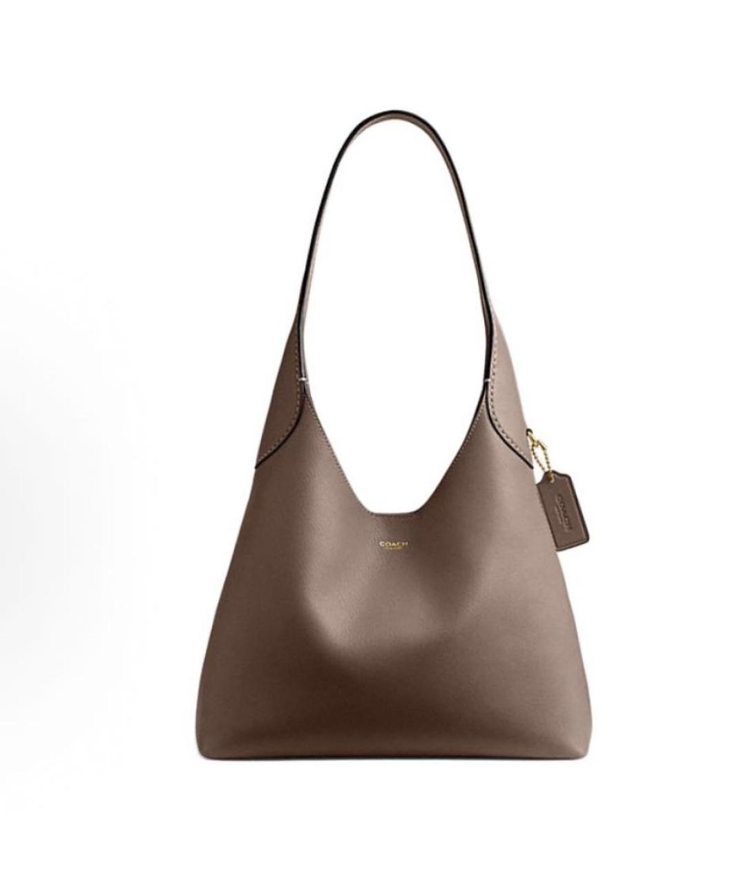 COACH Бежевая кожаная сумка через плечо, фото 9