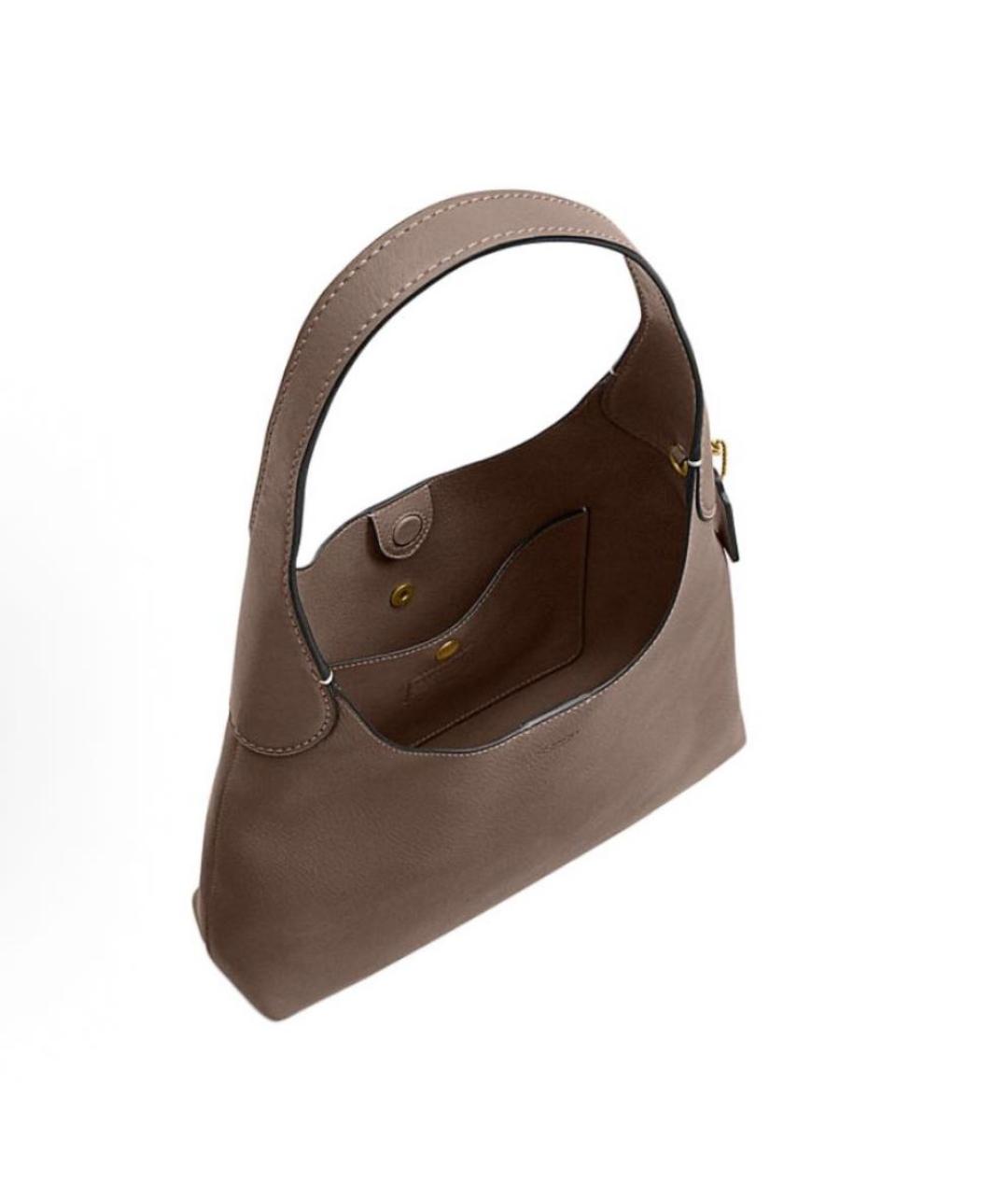 COACH Бежевая кожаная сумка через плечо, фото 3