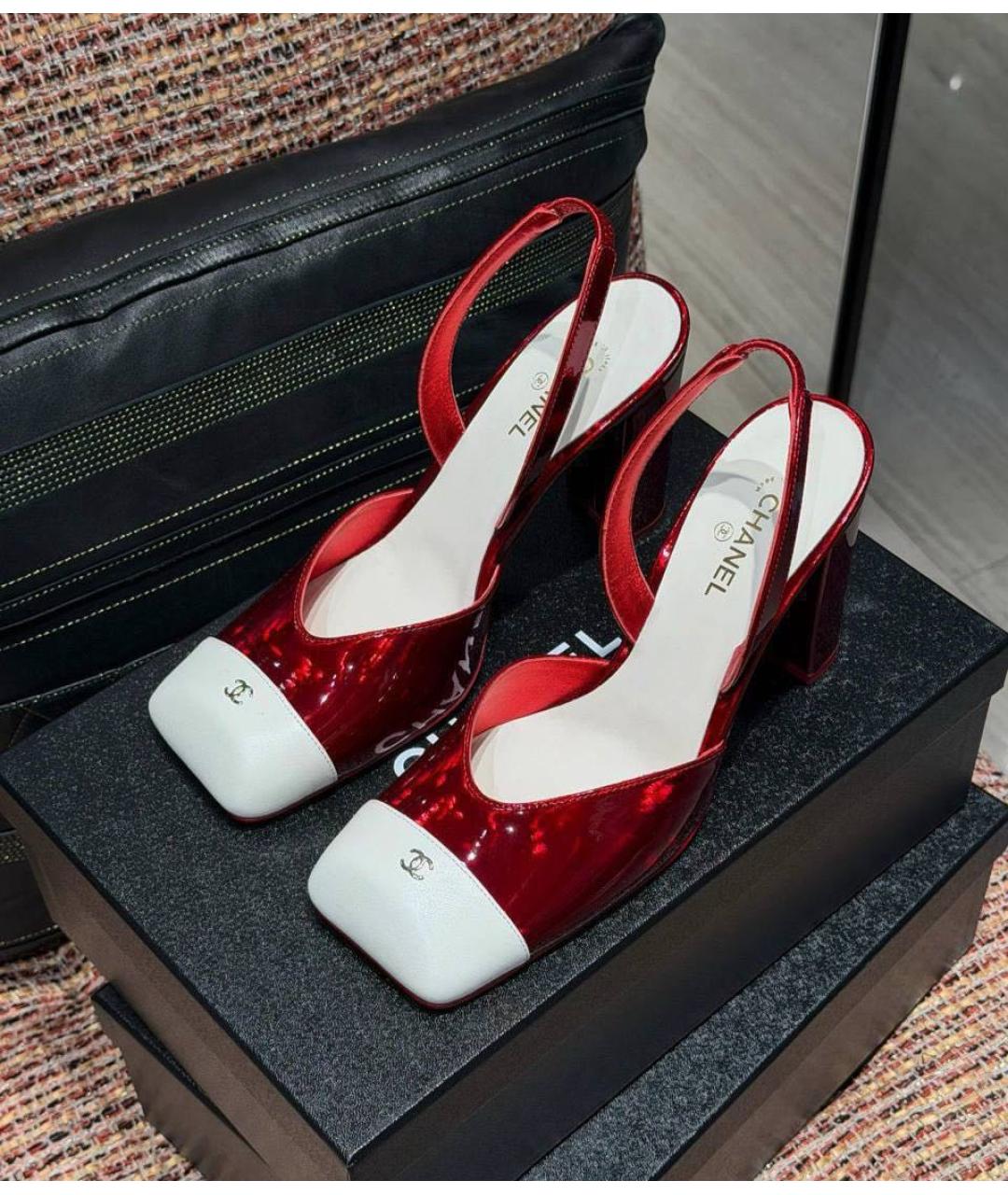 CHANEL Красные кожаные туфли, фото 2