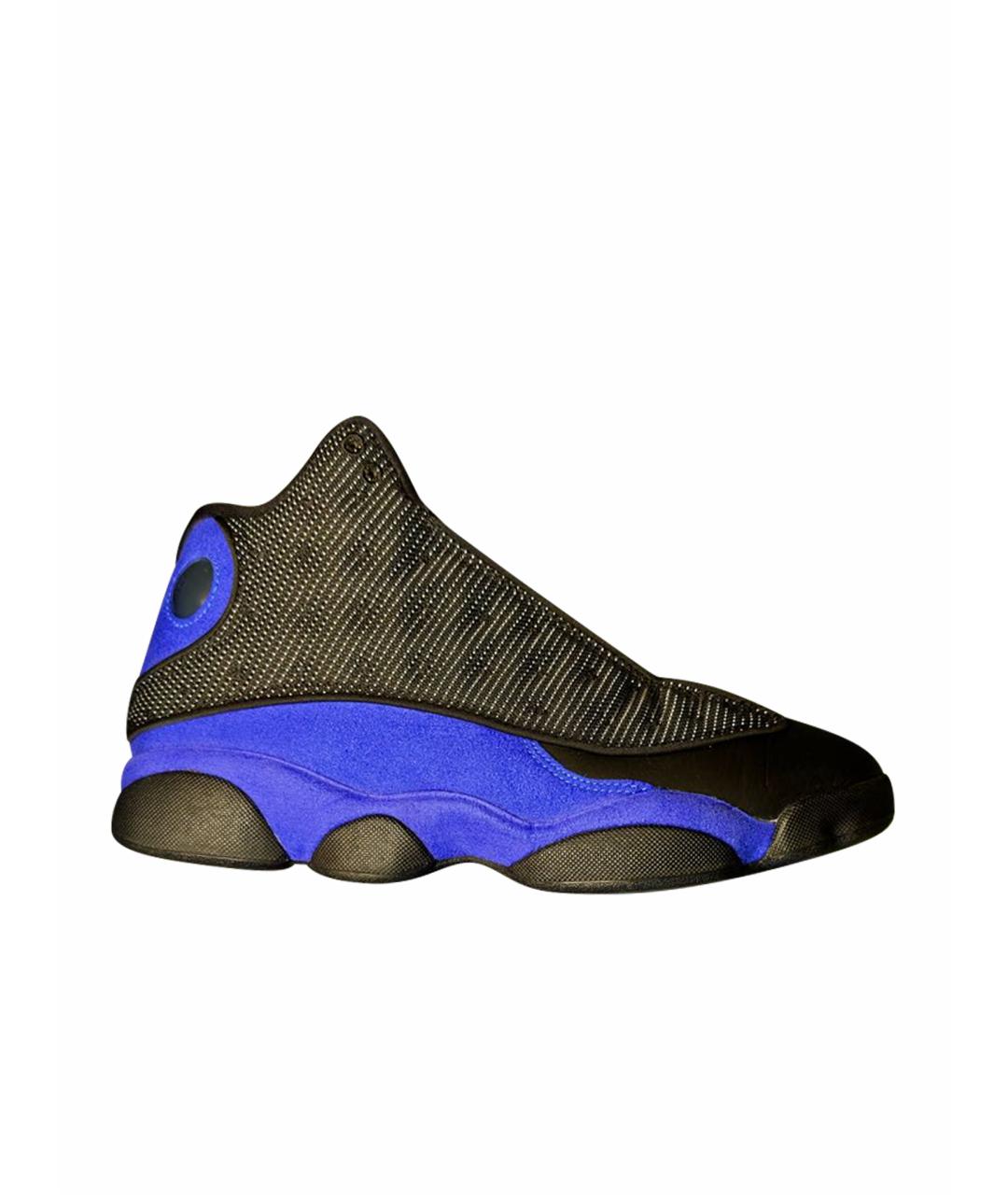 JORDAN Синие кожаные высокие кроссовки / кеды, фото 1