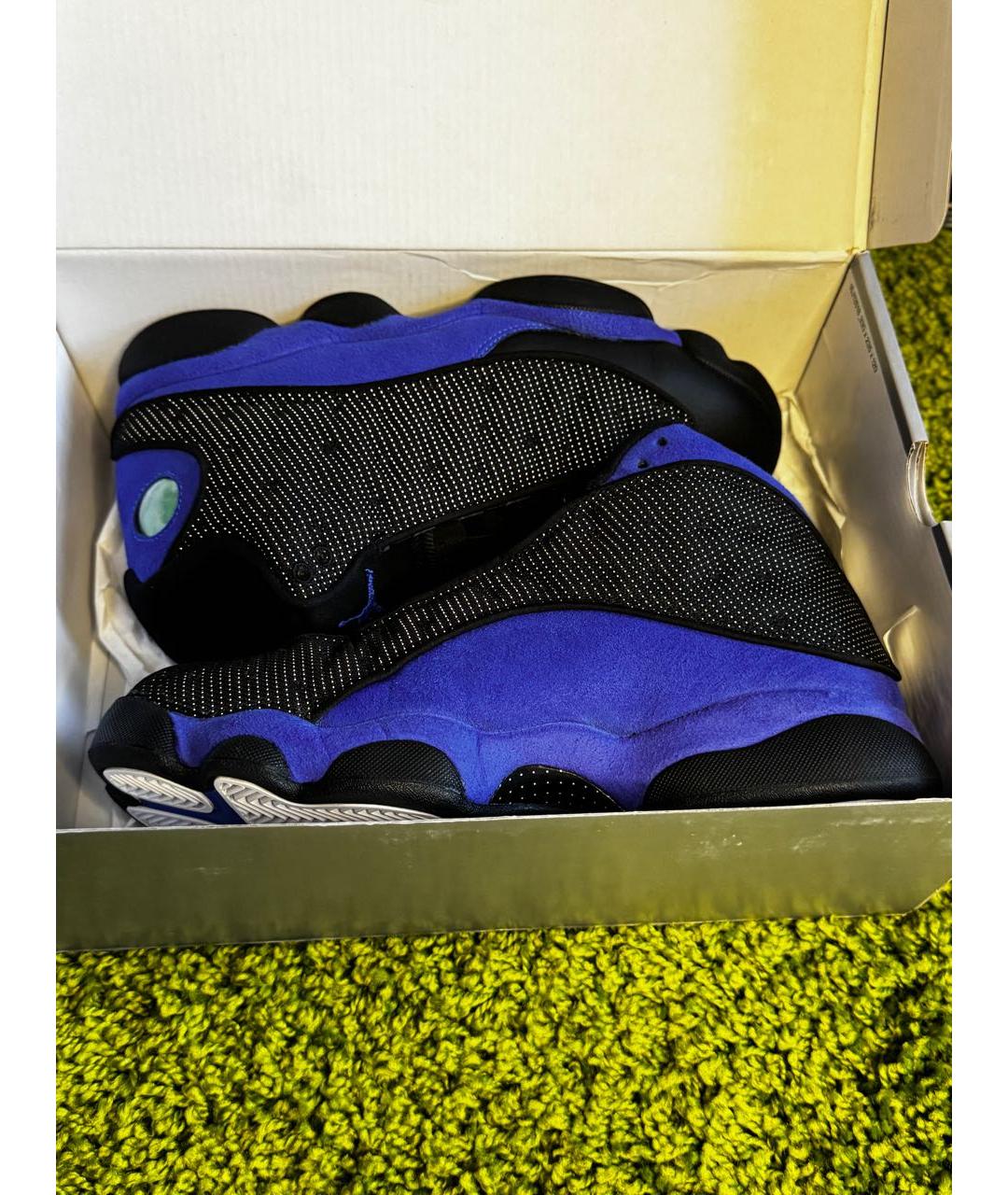 JORDAN Синие кожаные высокие кроссовки / кеды, фото 6