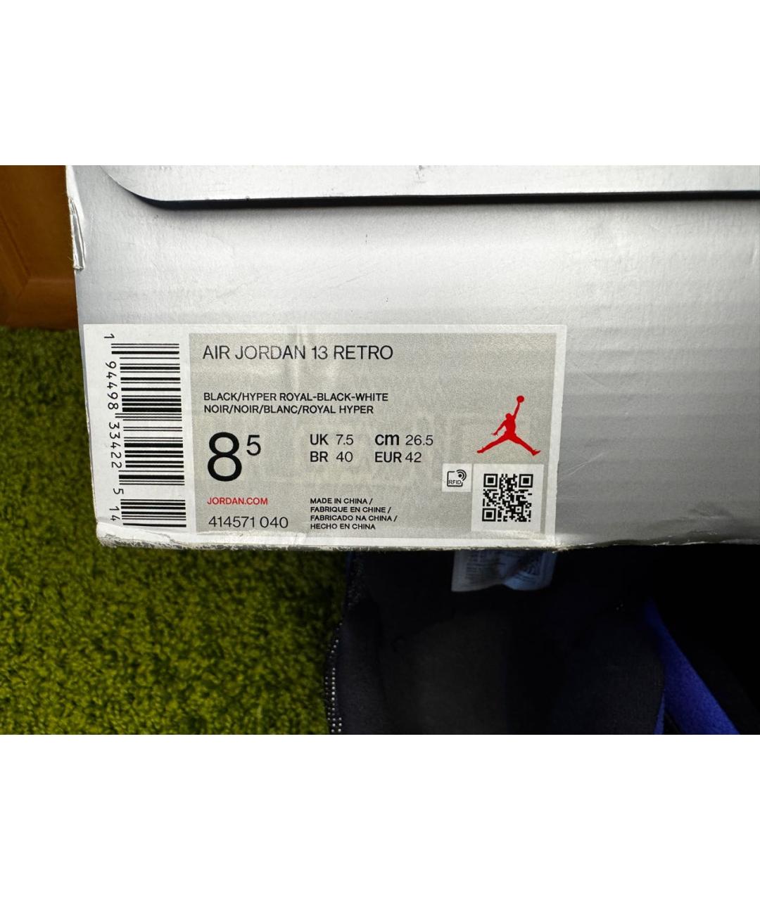 JORDAN Синие кожаные высокие кроссовки / кеды, фото 5