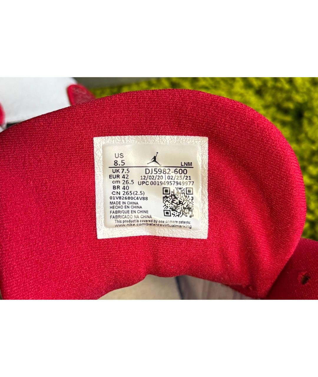 JORDAN Серые кожаные высокие кроссовки / кеды, фото 5