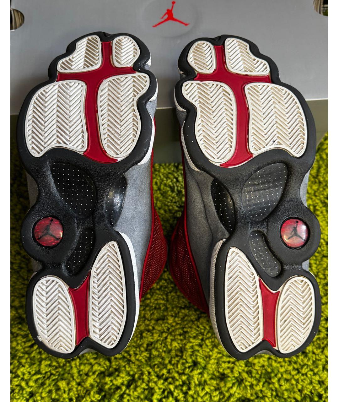 JORDAN Серые кожаные высокие кроссовки / кеды, фото 4