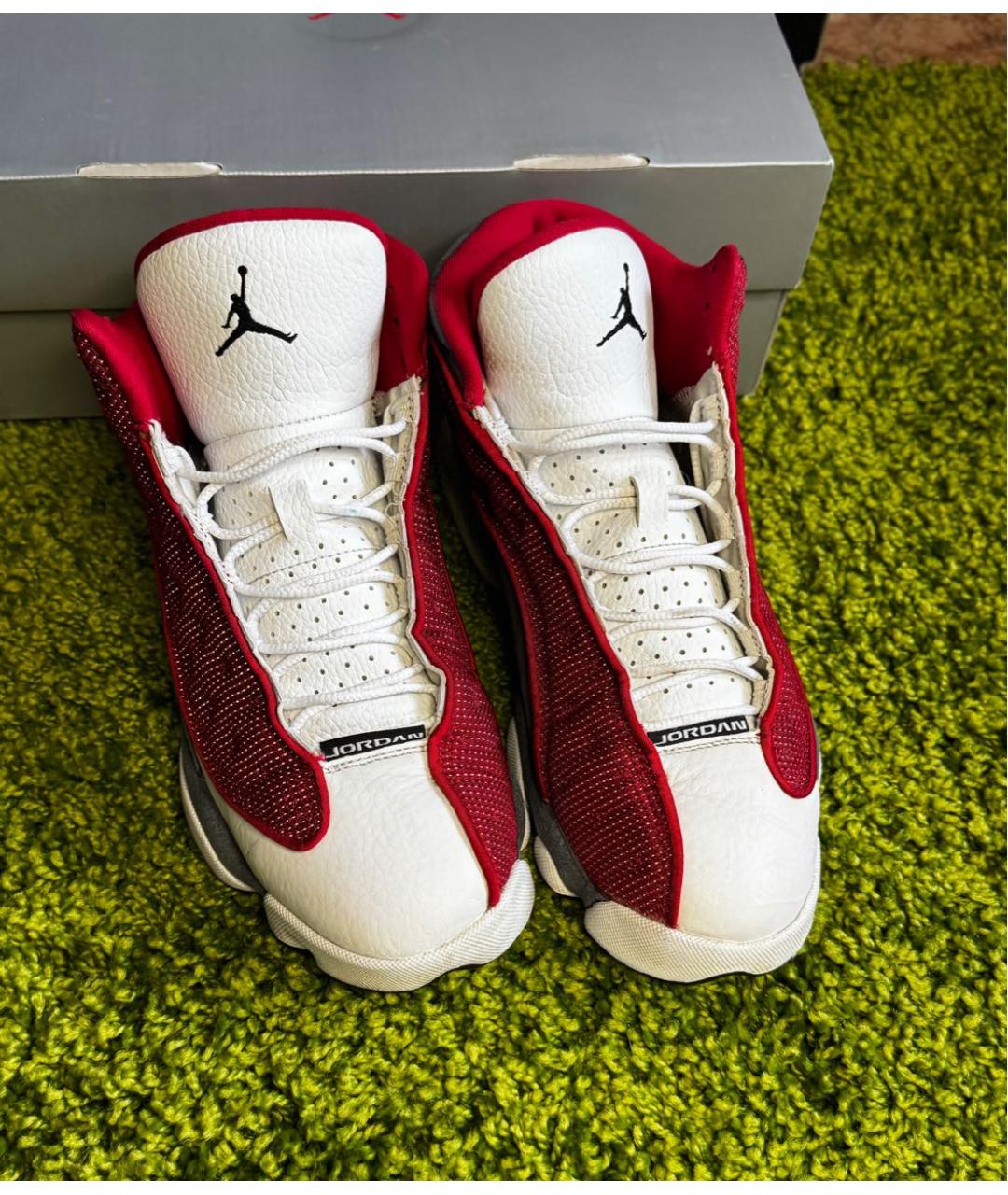 JORDAN Серые кожаные высокие кроссовки / кеды, фото 2