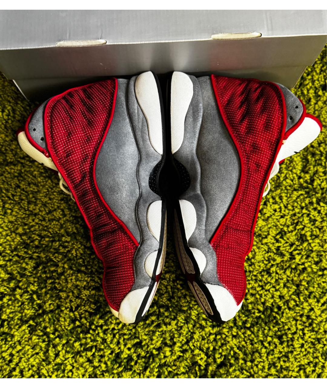 JORDAN Серые кожаные высокие кроссовки / кеды, фото 3