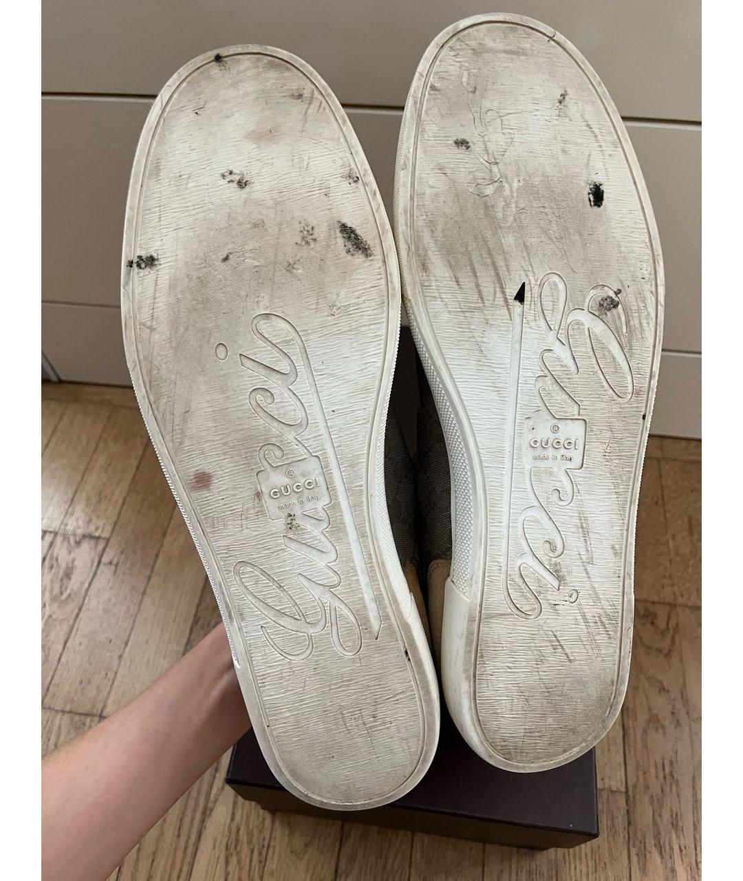 GUCCI Бежевые замшевые низкие кроссовки / кеды, фото 7