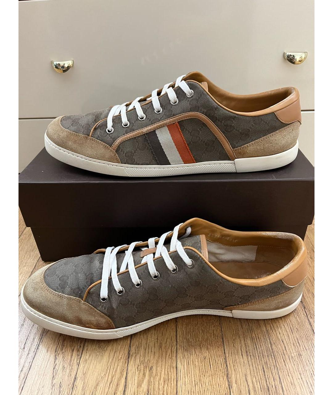 GUCCI Бежевые замшевые низкие кроссовки / кеды, фото 6