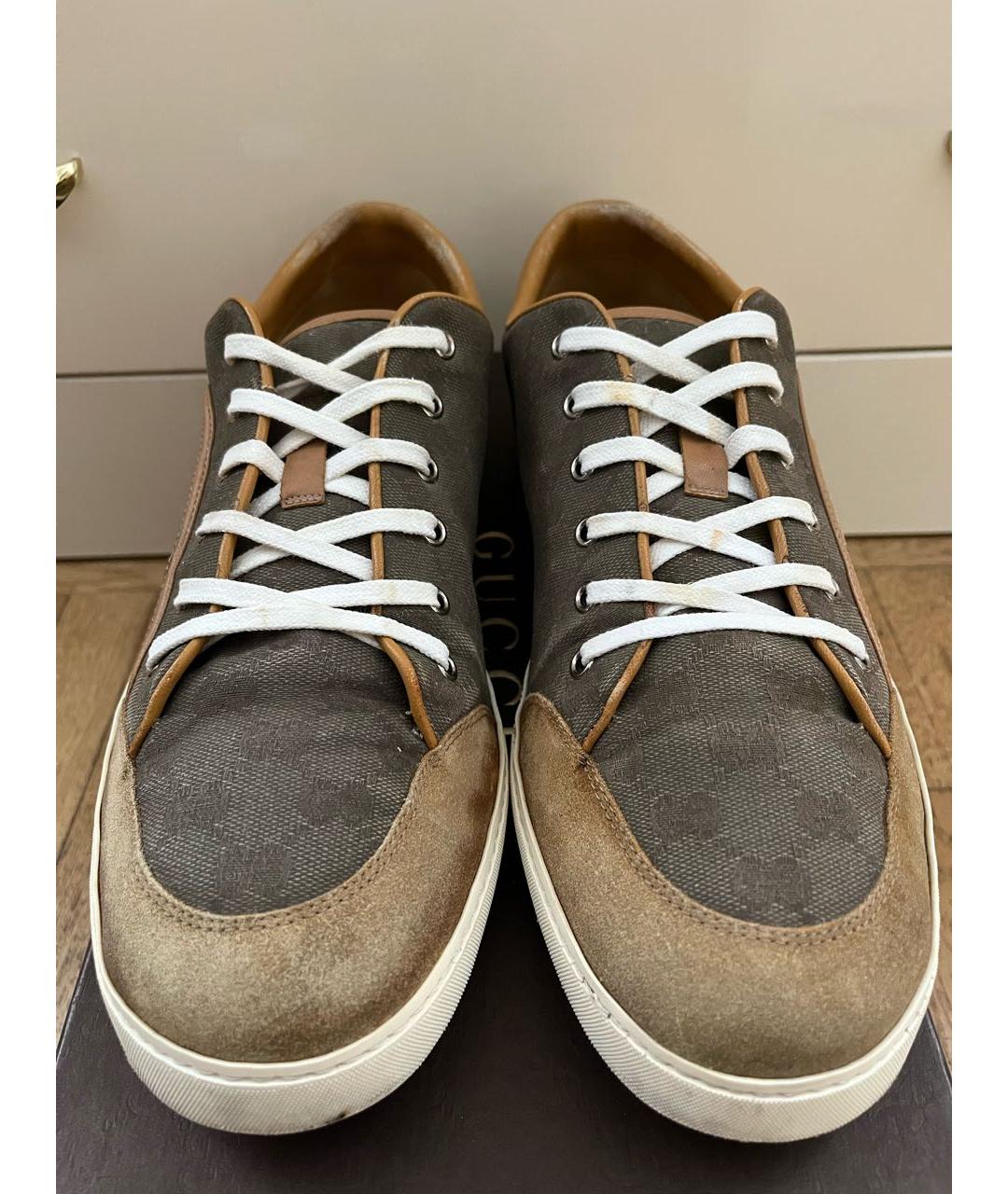 GUCCI Бежевые замшевые низкие кроссовки / кеды, фото 2