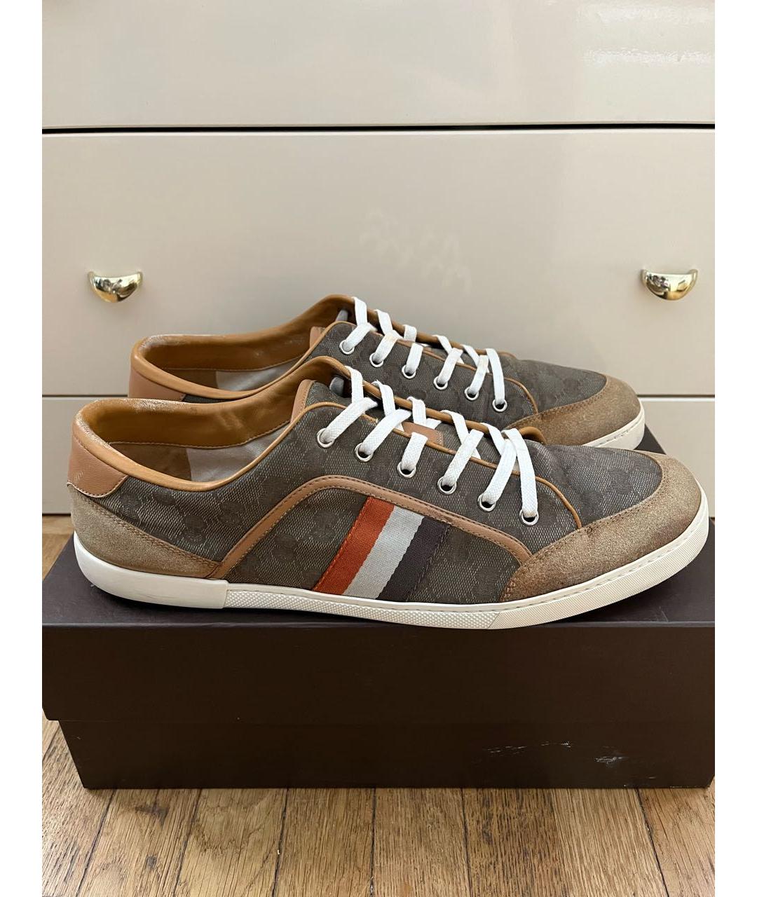 GUCCI Бежевые замшевые низкие кроссовки / кеды, фото 9