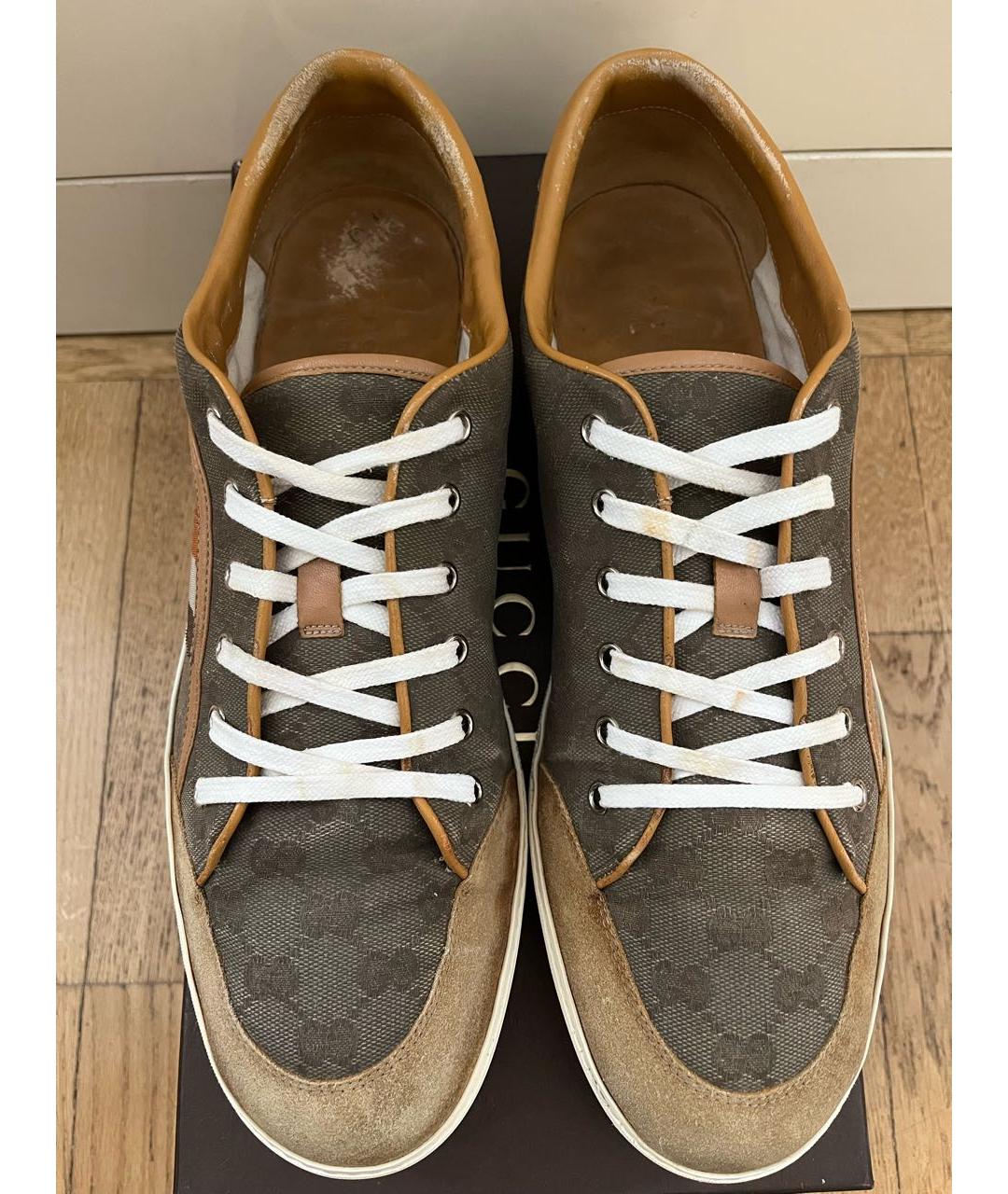 GUCCI Бежевые замшевые низкие кроссовки / кеды, фото 3