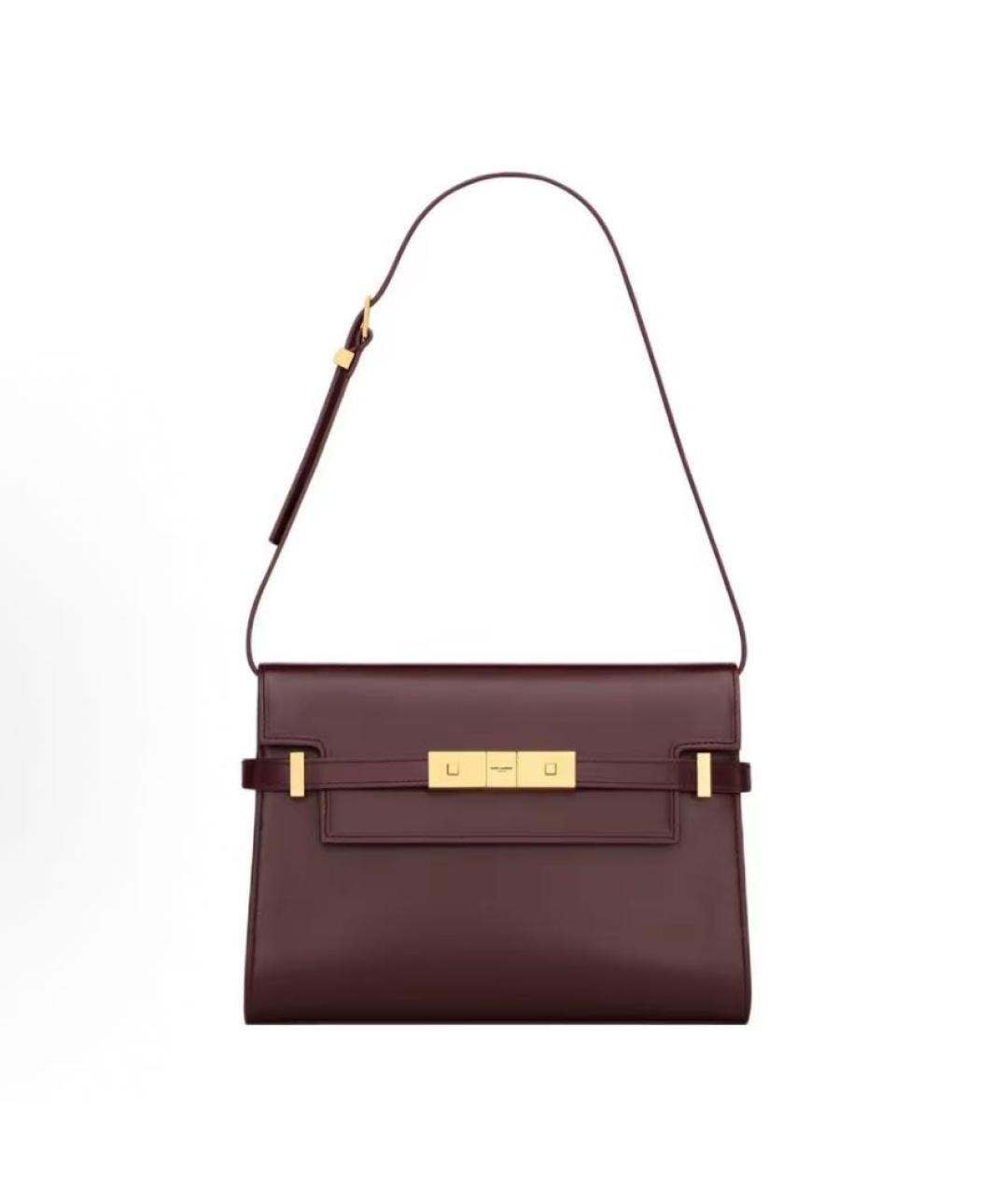 SAINT LAURENT Бордовая кожаная сумка через плечо, фото 5