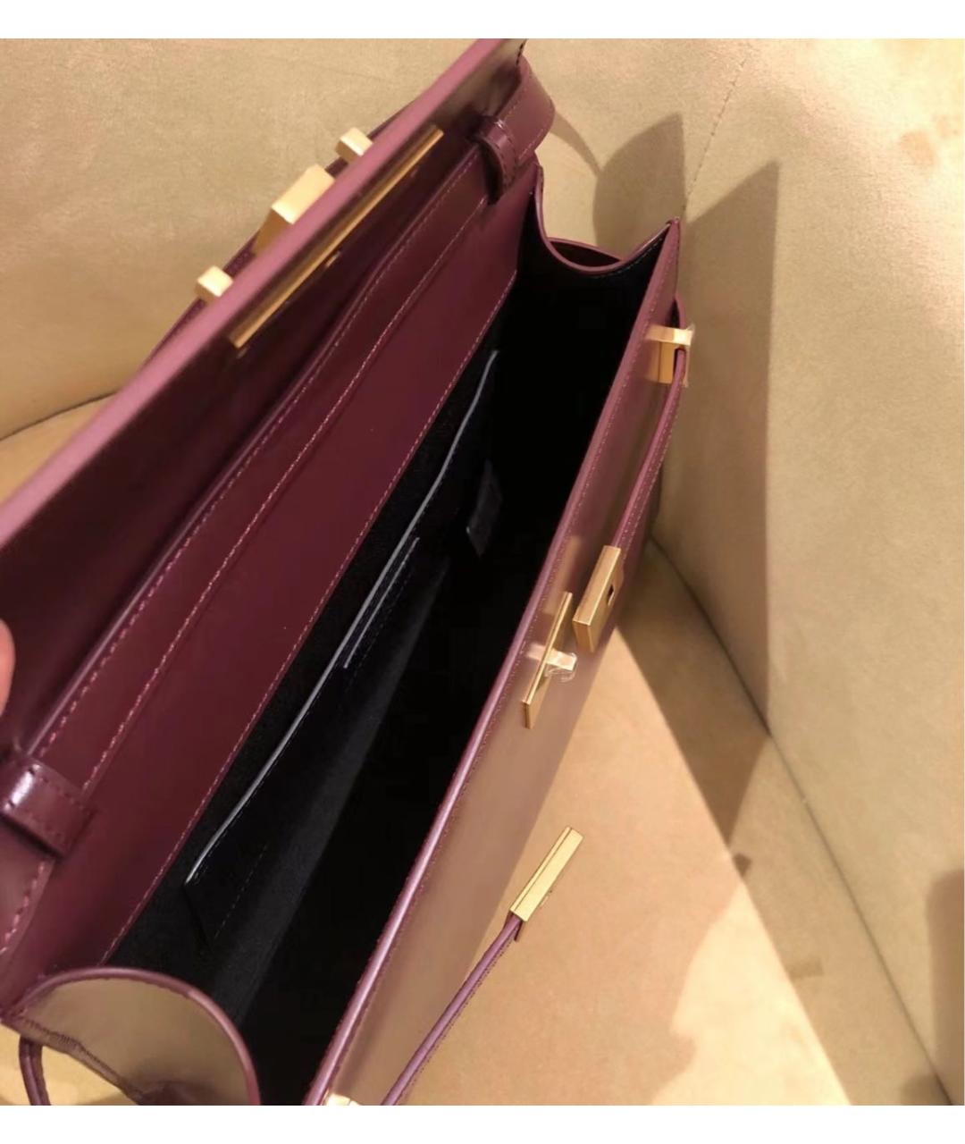 SAINT LAURENT Бордовая кожаная сумка через плечо, фото 4