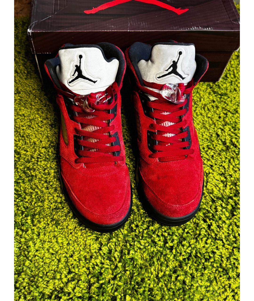 JORDAN Красные замшевые высокие кроссовки / кеды, фото 2