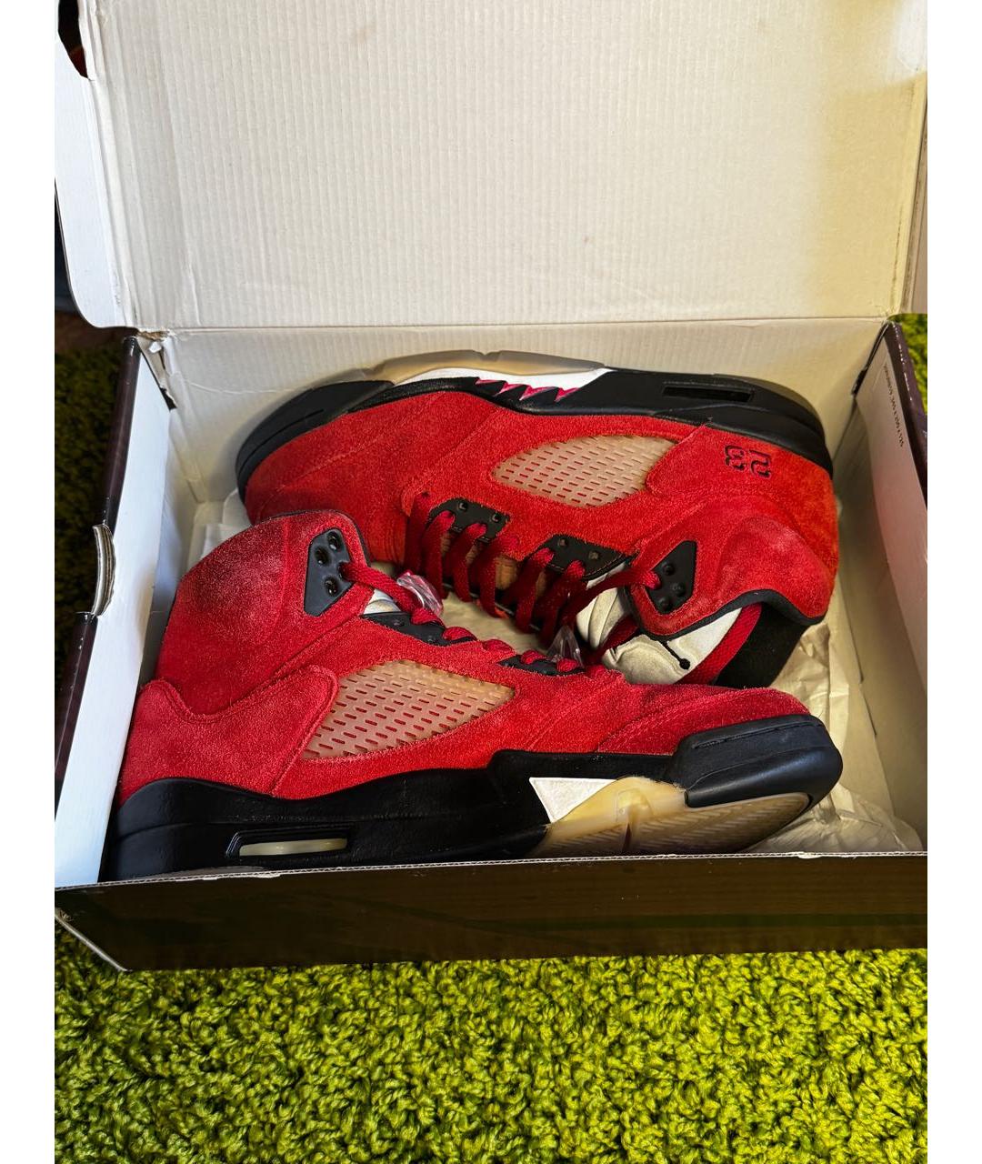 JORDAN Красные замшевые высокие кроссовки / кеды, фото 6