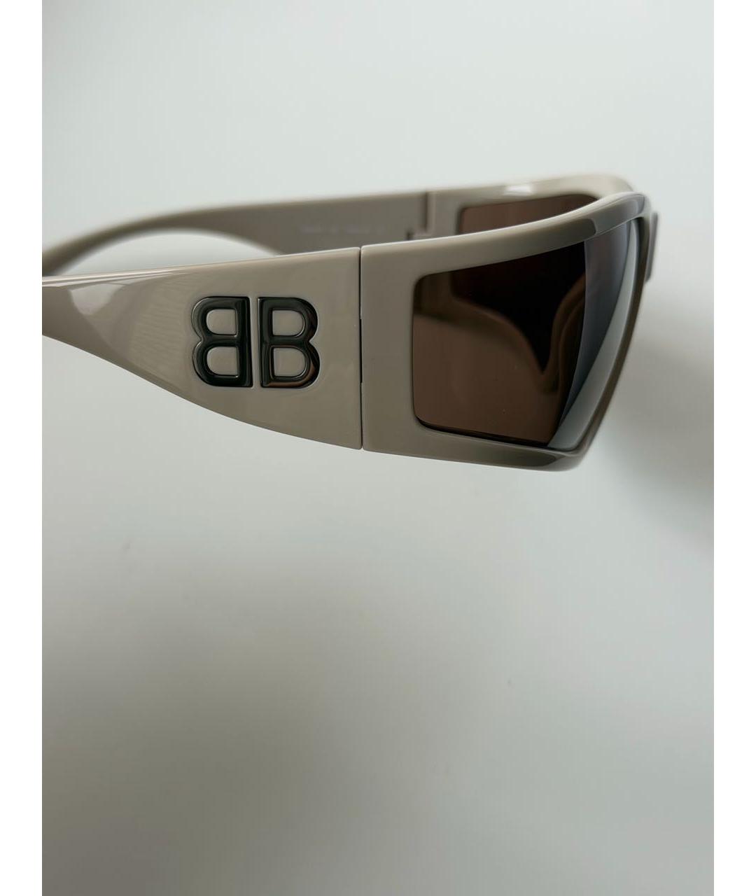 BALENCIAGA Бежевые пластиковые солнцезащитные очки, фото 3