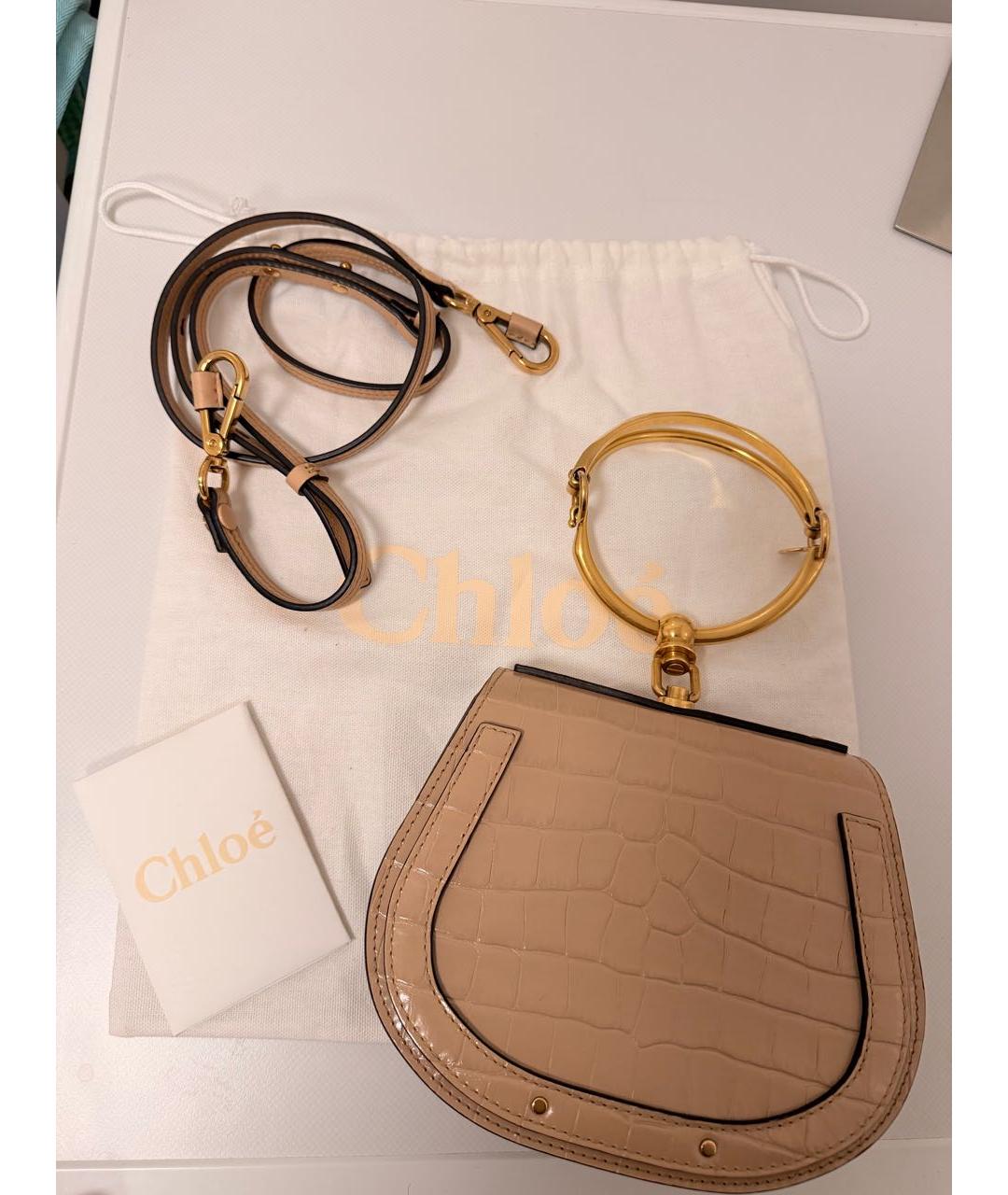 CHLOE Бежевая кожаная сумка через плечо, фото 6
