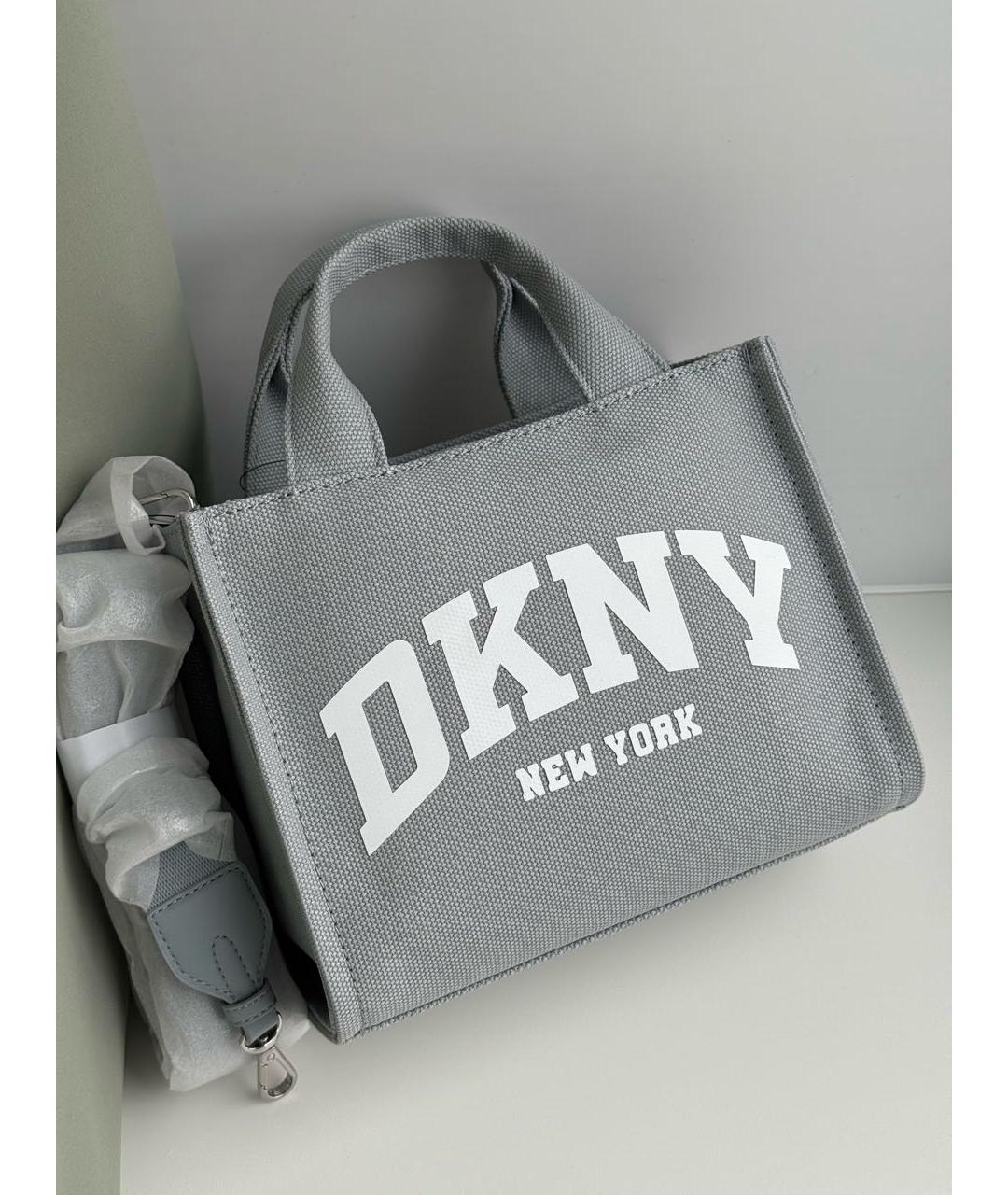 DKNY Серая тканевая сумка с короткими ручками, фото 2