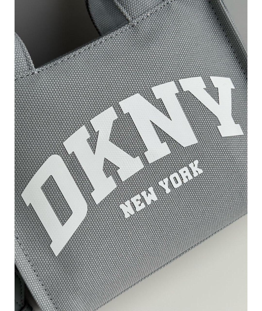 DKNY Серая тканевая сумка с короткими ручками, фото 8
