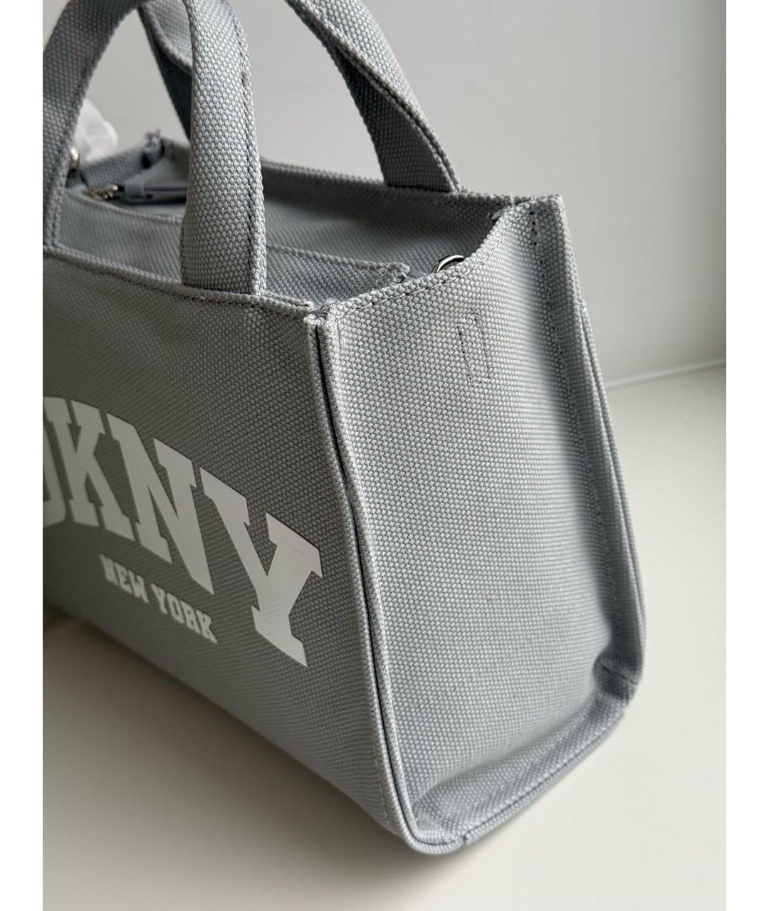 DKNY Серая тканевая сумка с короткими ручками, фото 5