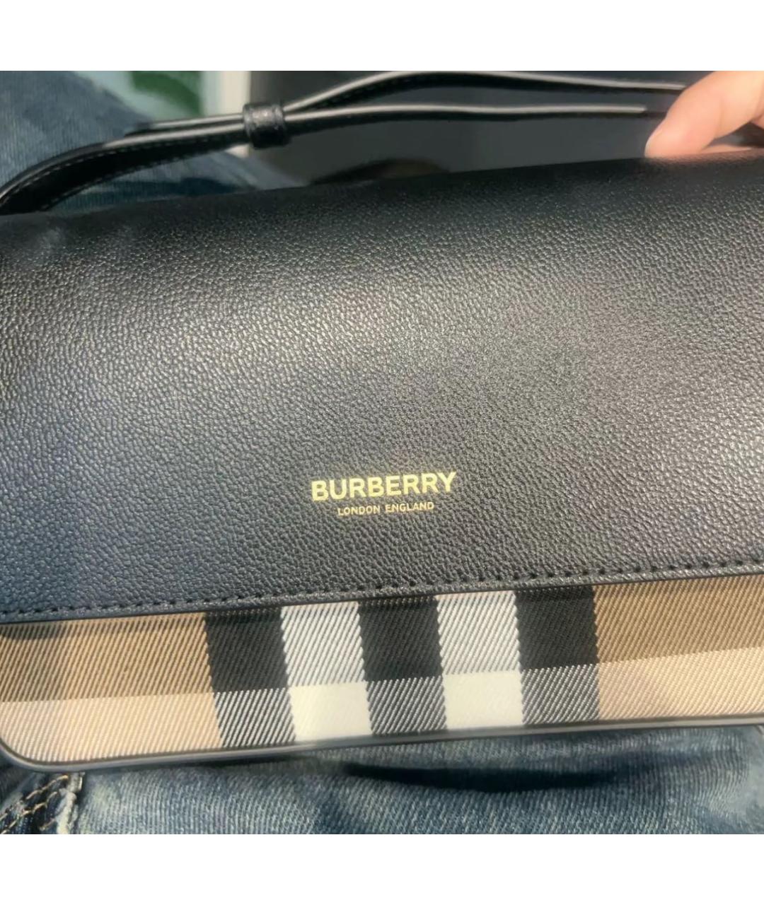 BURBERRY Черная кожаная сумка через плечо, фото 6