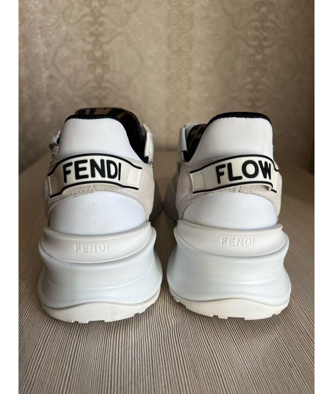 FENDI Белые кожаные кроссовки, фото 4