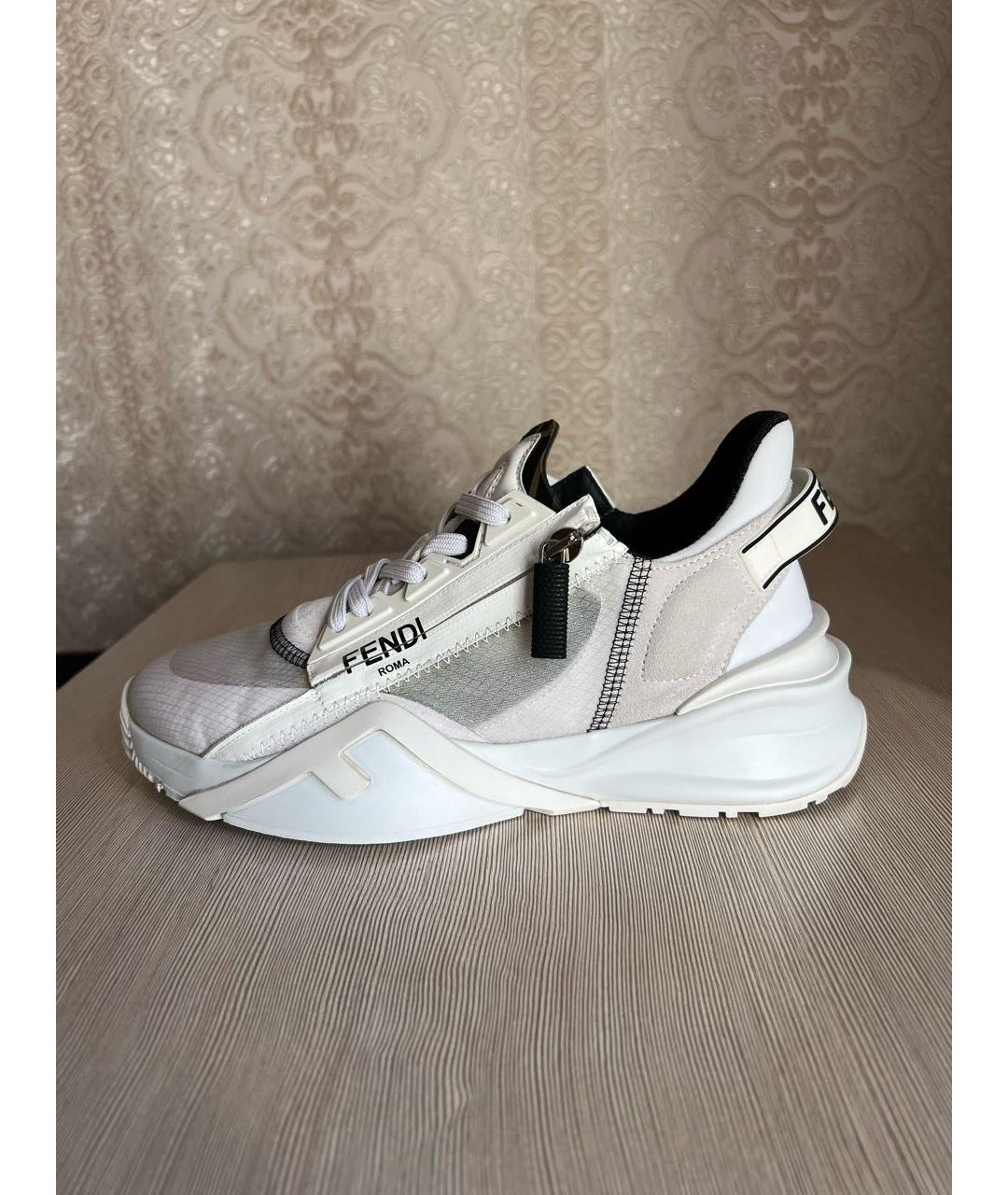 FENDI Белые кожаные кроссовки, фото 9