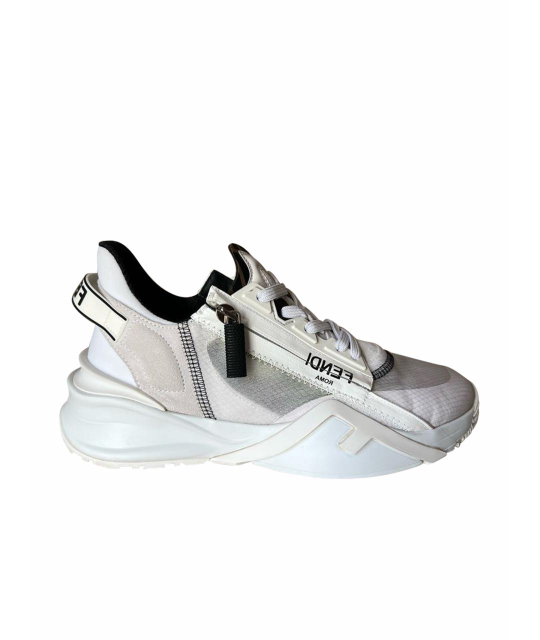 FENDI Белые кожаные кроссовки, фото 1