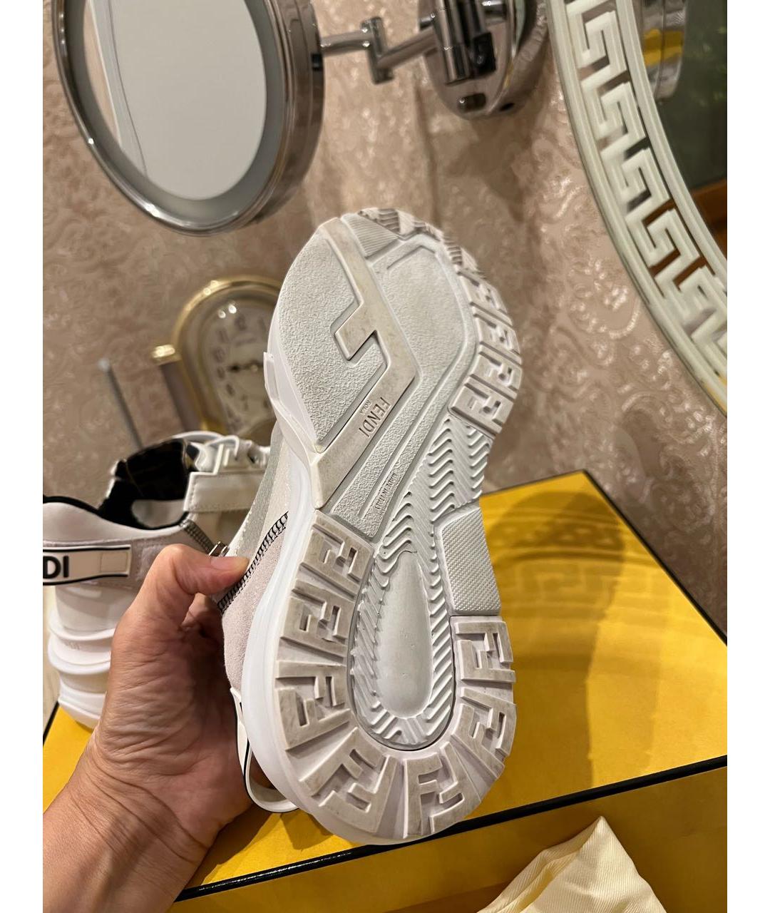 FENDI Белые кожаные кроссовки, фото 8