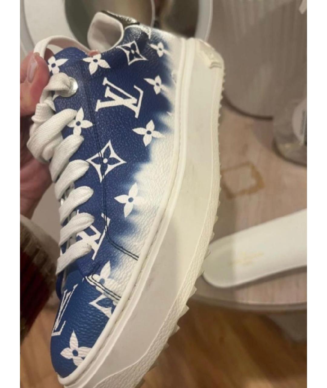 LOUIS VUITTON Синие кожаные кеды, фото 4