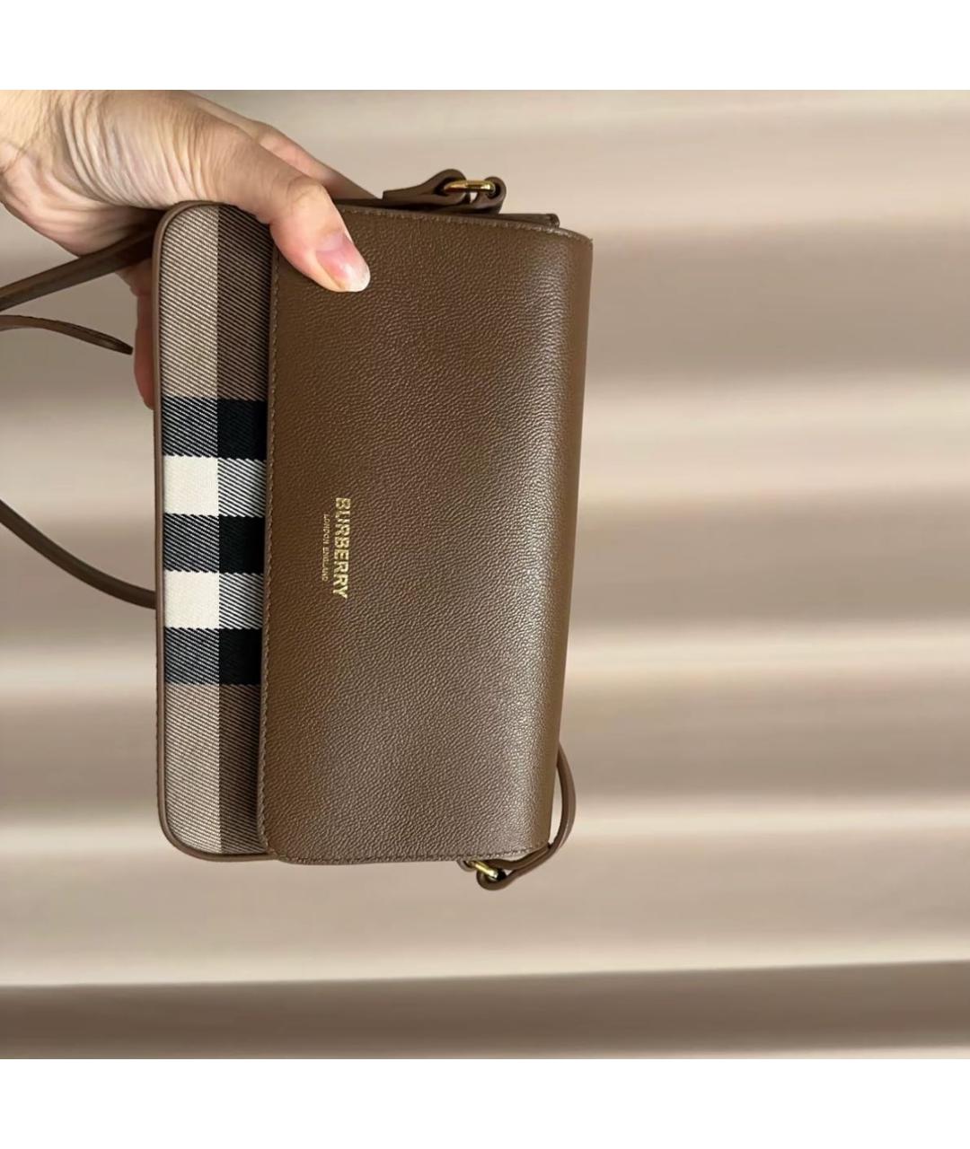 BURBERRY Коричневая кожаная сумка через плечо, фото 6