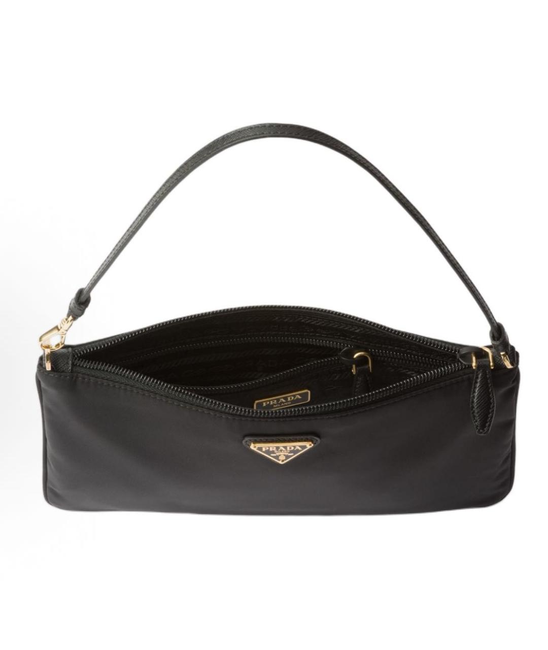 PRADA Черная жаккардовая сумка с короткими ручками, фото 4