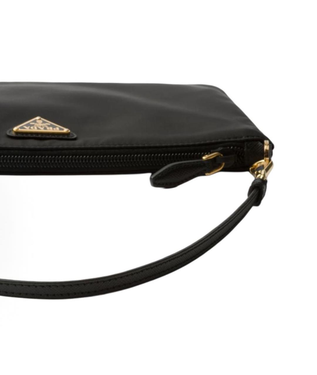 PRADA Черная жаккардовая сумка с короткими ручками, фото 5