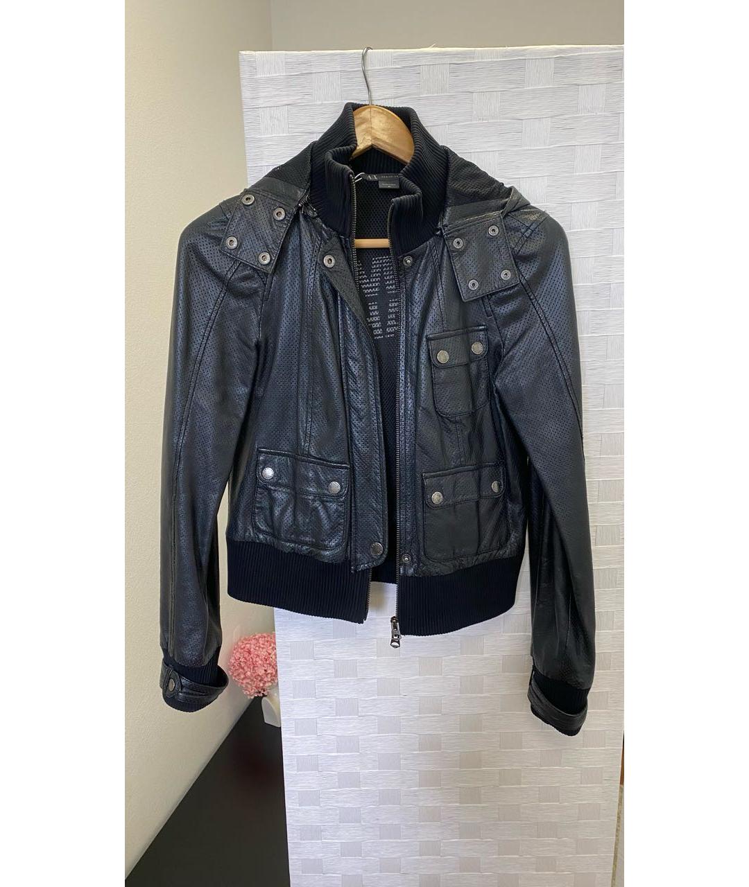 ARMANI EXCHANGE Черная кожаная куртка, фото 2