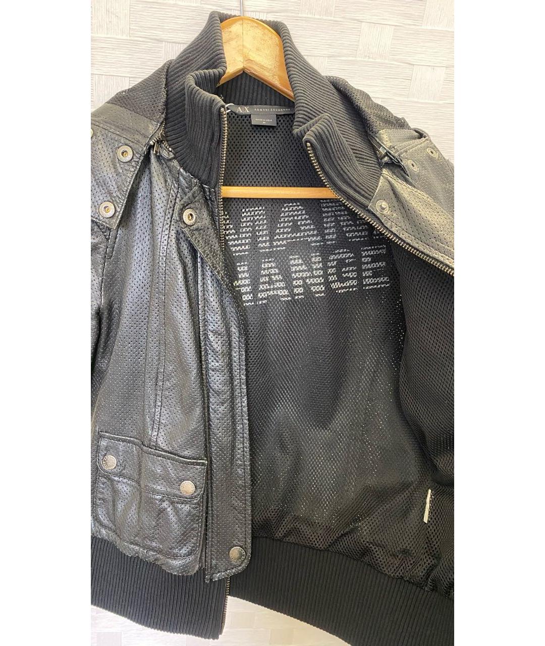 ARMANI EXCHANGE Черная кожаная куртка, фото 4