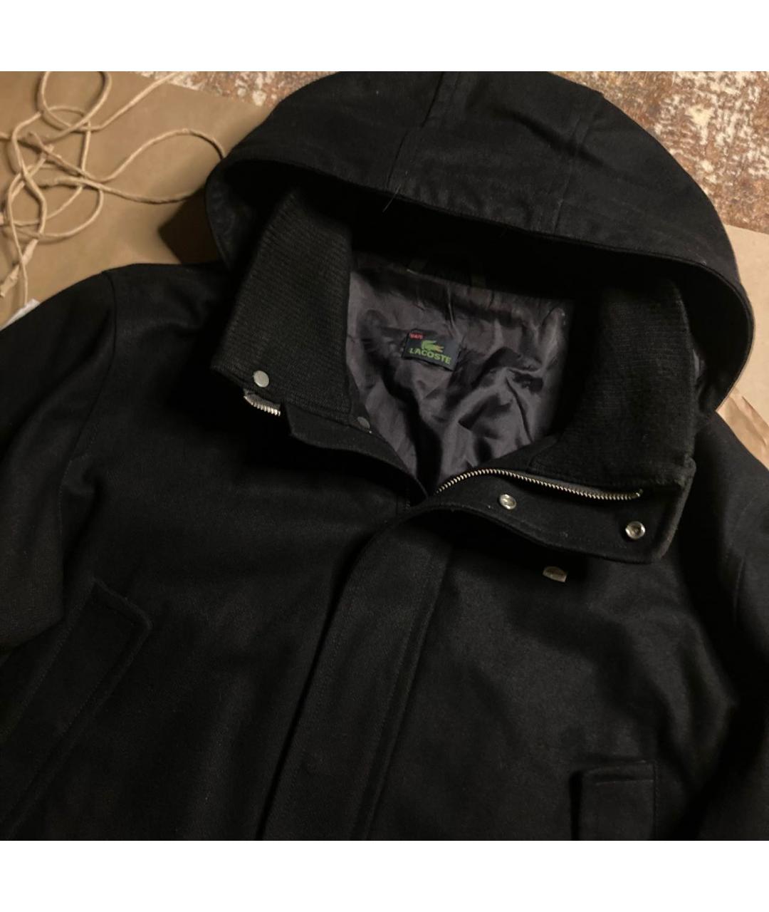 LACOSTE Черное шерстяное пальто, фото 2