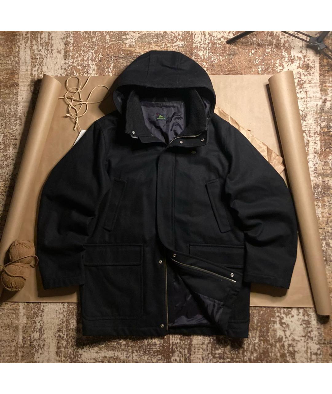 LACOSTE Черное шерстяное пальто, фото 9