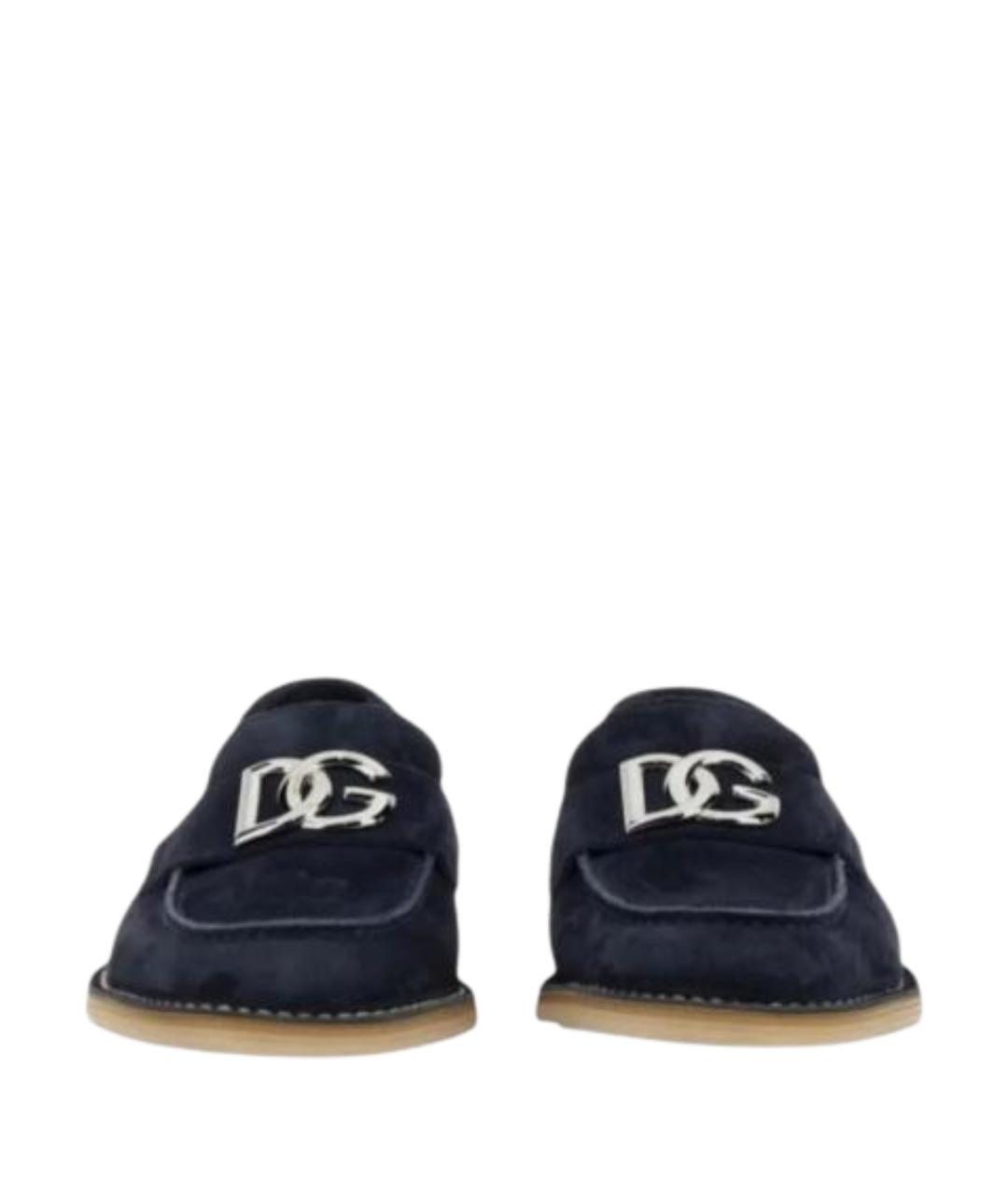 DOLCE&GABBANA Темно-синие замшевые лоферы, фото 4