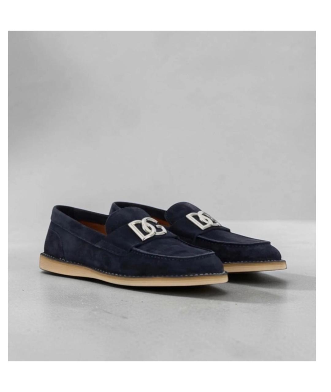 DOLCE&GABBANA Темно-синие замшевые лоферы, фото 2