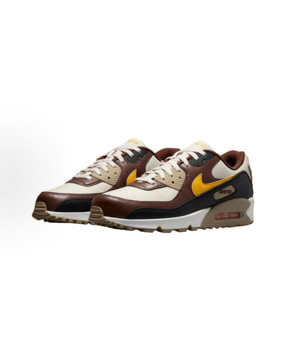 NIKE Бежевые кожаные низкие кроссовки / кеды, фото 3