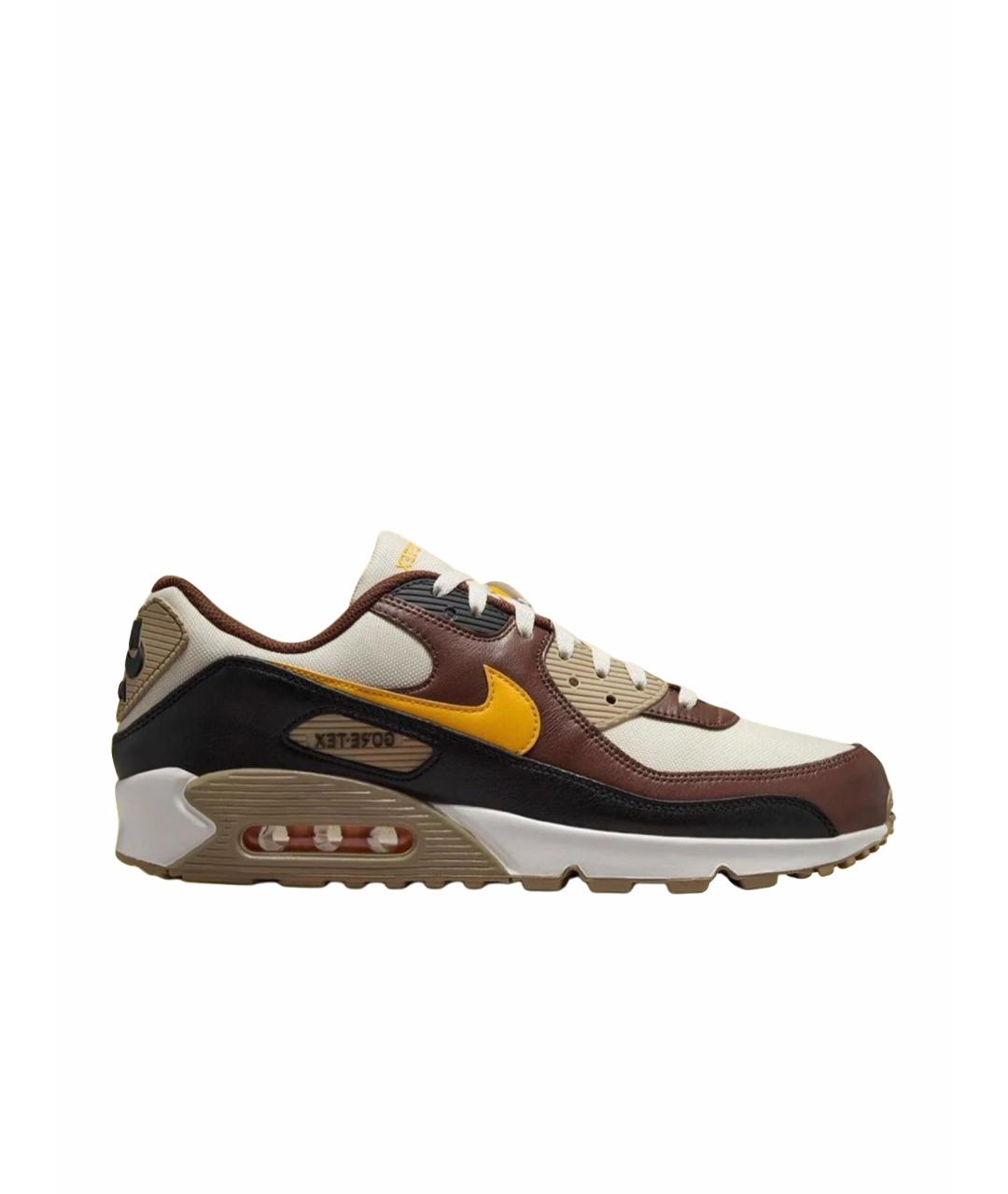 NIKE Бежевые кожаные низкие кроссовки / кеды, фото 1