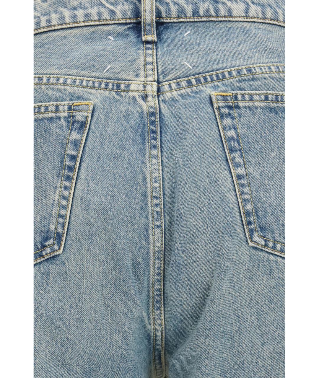 MAISON MARGIELA Голубые хлопковые прямые джинсы, фото 3