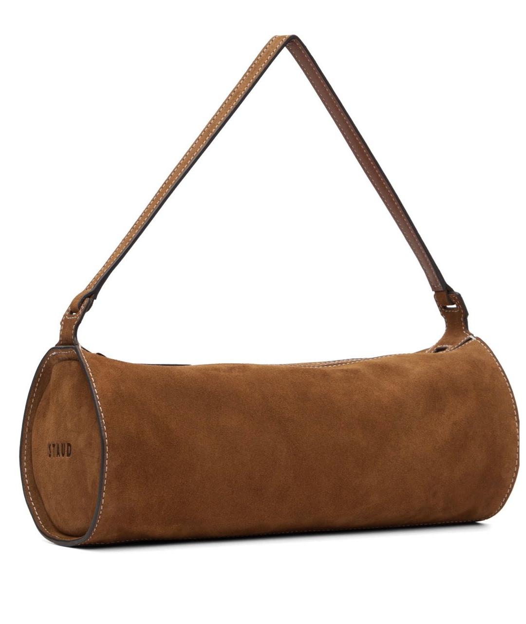 STAUD Коричневая кожаная сумка с короткими ручками, фото 2