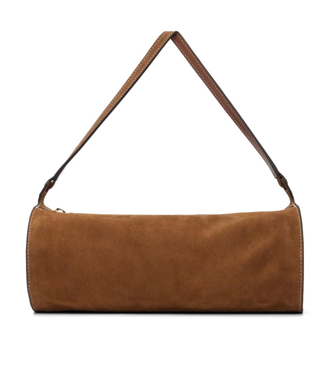 STAUD Коричневая кожаная сумка с короткими ручками, фото 7