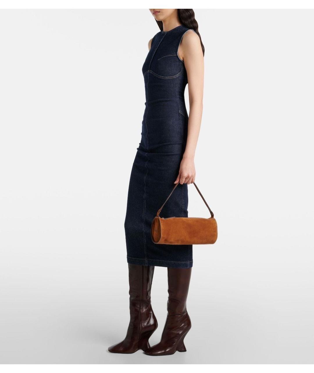 STAUD Коричневая кожаная сумка с короткими ручками, фото 4