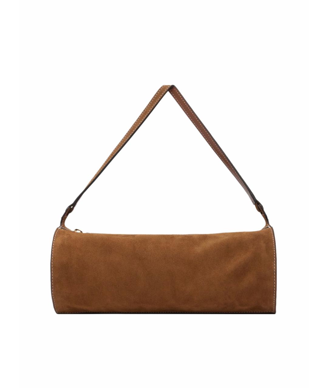 STAUD Коричневая кожаная сумка с короткими ручками, фото 1