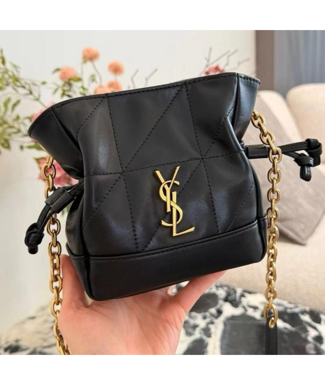 SAINT LAURENT Черная кожаная сумка через плечо, фото 7