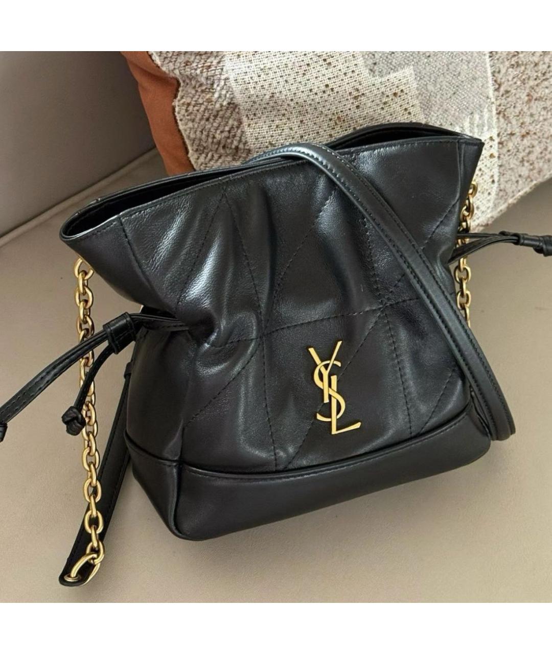 SAINT LAURENT Черная кожаная сумка через плечо, фото 5