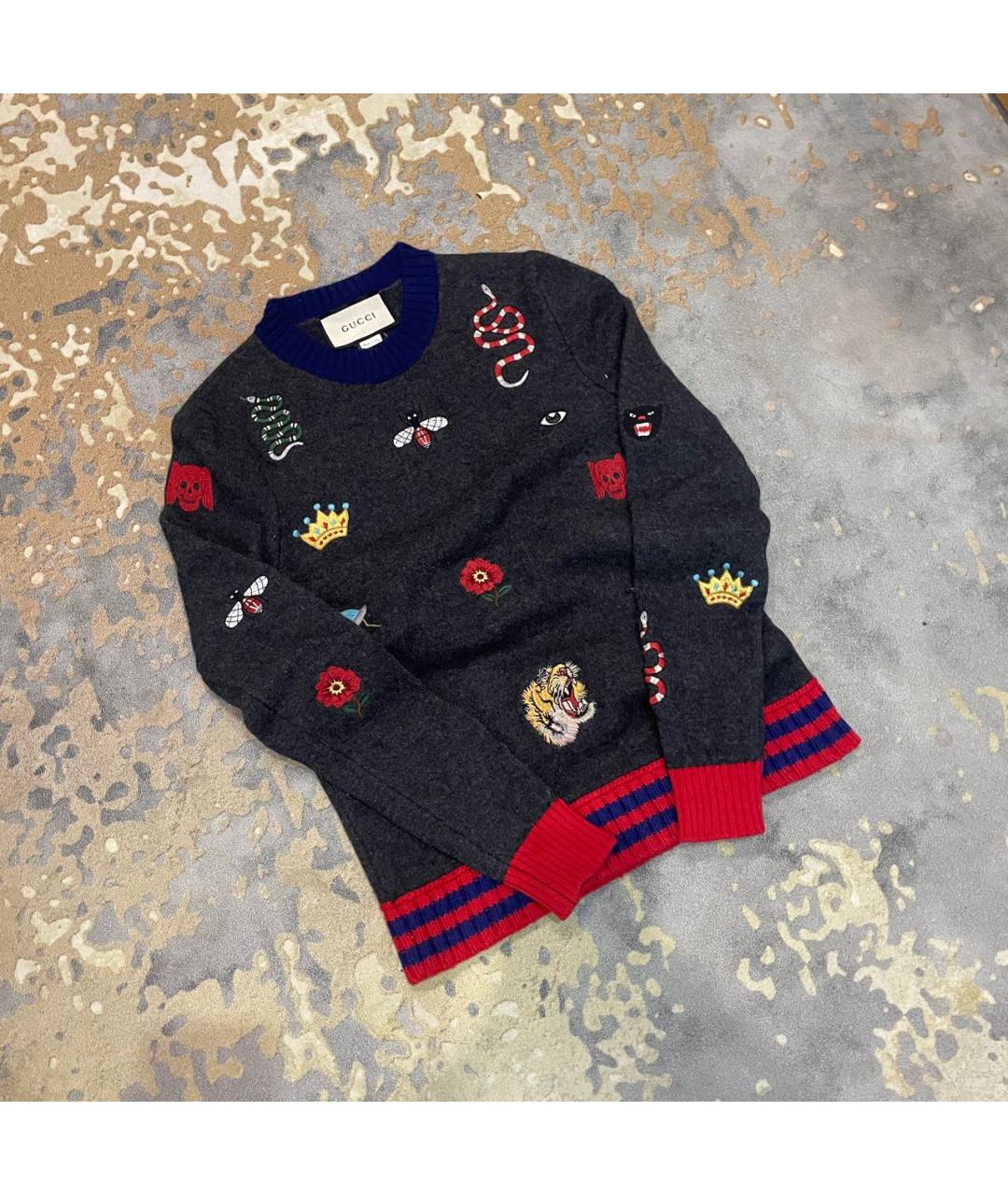 GUCCI Антрацитовый хлопко-эластановый джемпер / свитер, фото 5